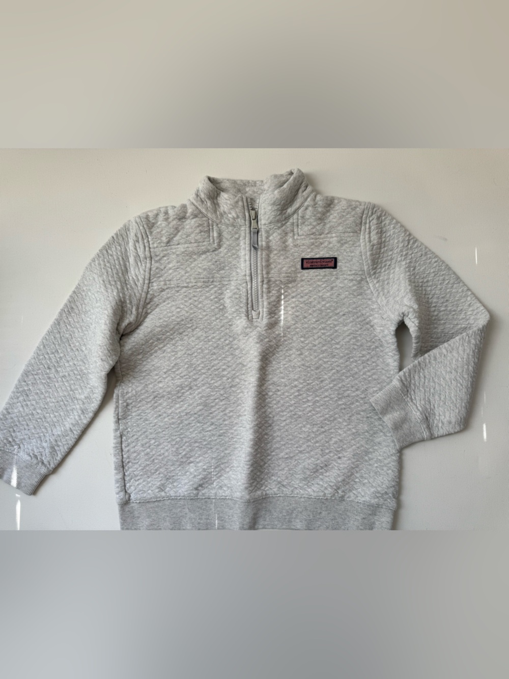 Vineyard Vines Boys Gray Quilted Quarter Zip Pullover M 10-12